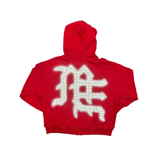 Mixed Emotion Red End Rhinestone Hoodie