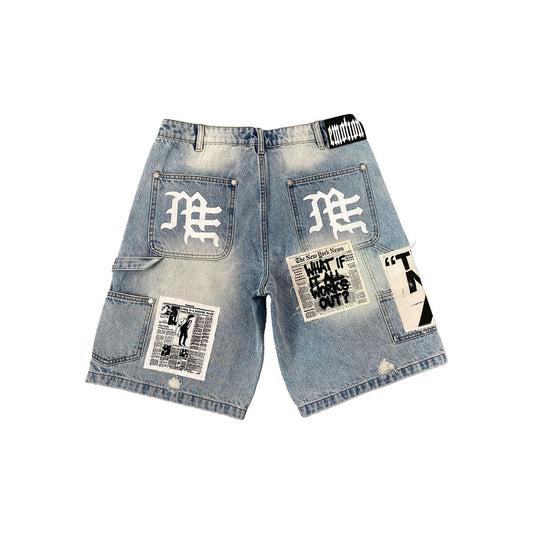 Mixed Emotion Blue AI Denim Shorts