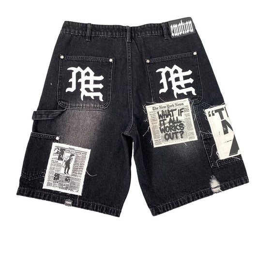 Mixed Emotion Black AI Denim Shorts