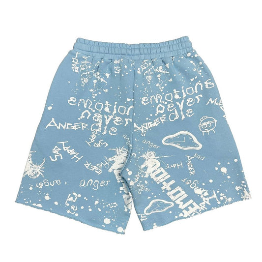 Mixed Emotion Blue Graffiti Shorts