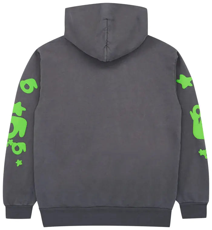 Sudadera con capucha Sp5der Beluga gris pizarra/verde