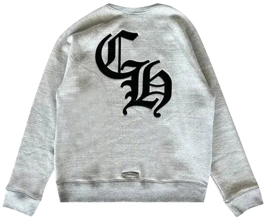 Chrome Hearts CH Logo Cross Leather Patch Grey Sweatshirt