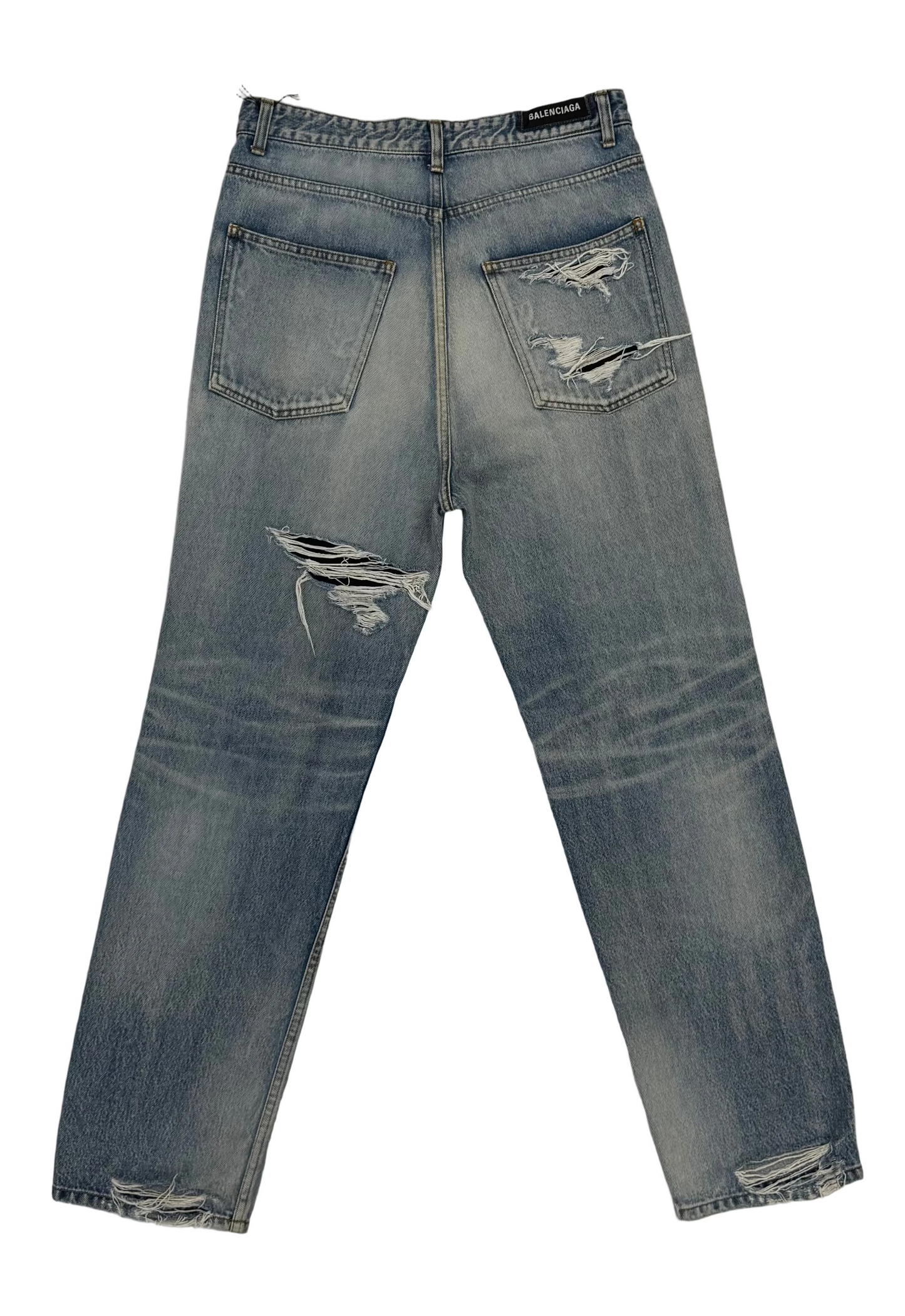 Balenciaga Distressed Straight-Leg Jeans ‘Blue’ (Pre-Owned)