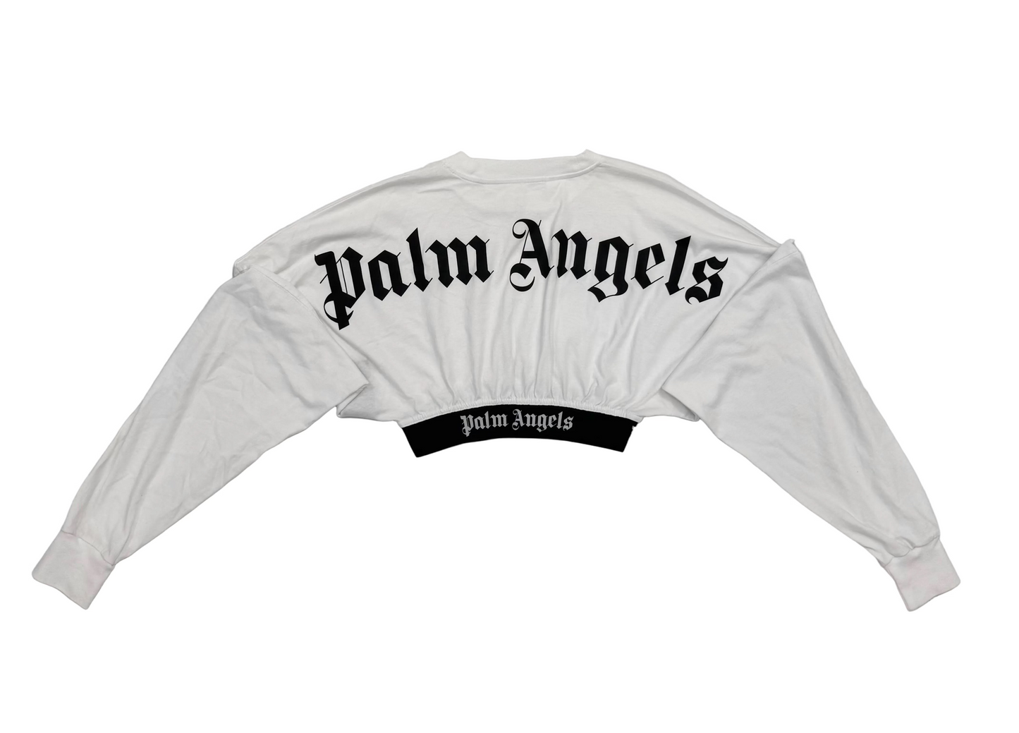 Palm Angels Cropped Logo Long Sleeve T-Shirt 'White' (Pre-Owned)