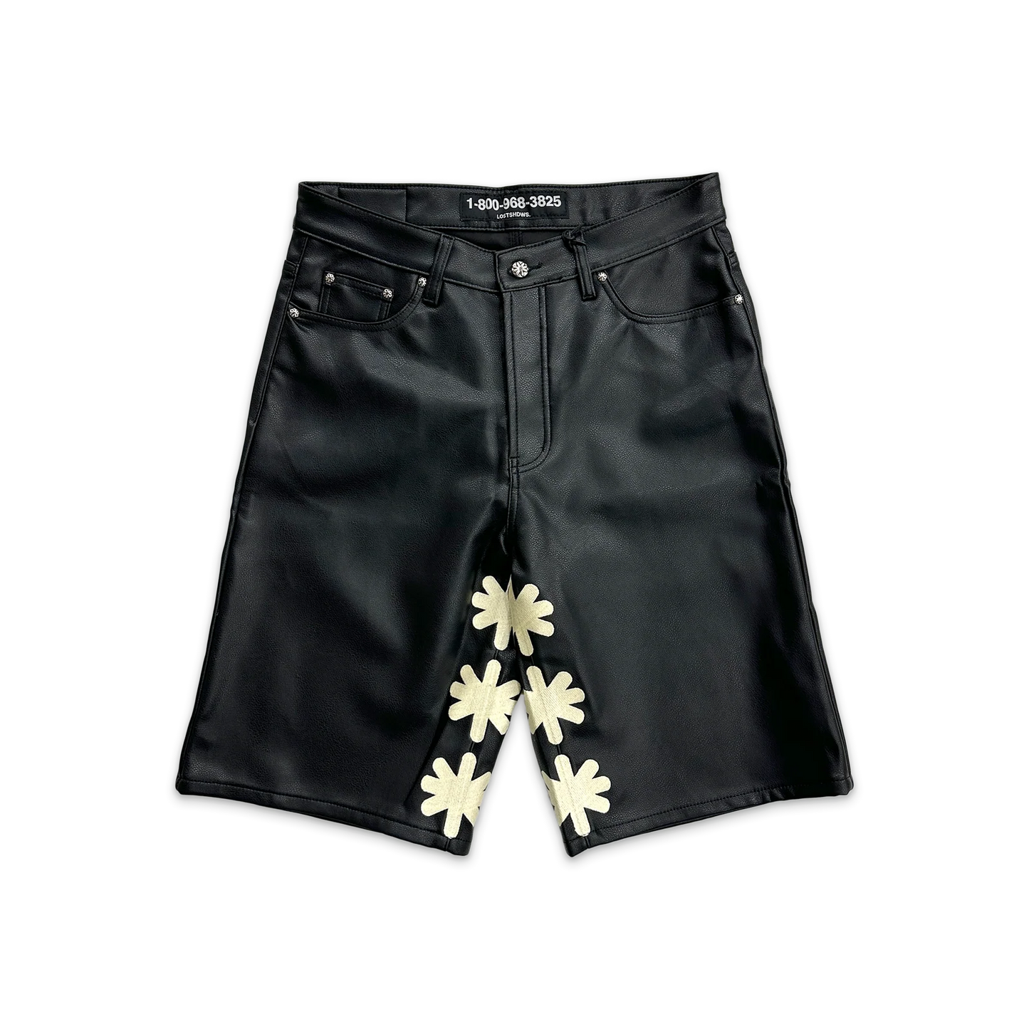 Lost Shadows Leather Shorts "Black/Bone"