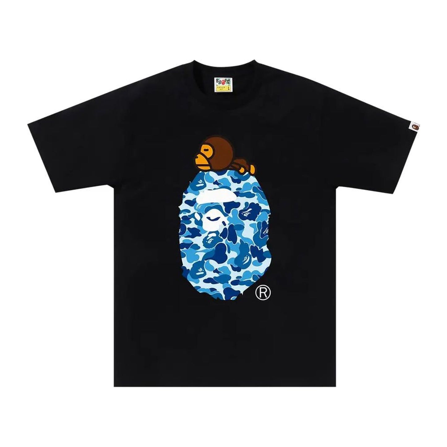 BAPE ABC Camo Milo On Big Ape Tee 'Black/Blue'