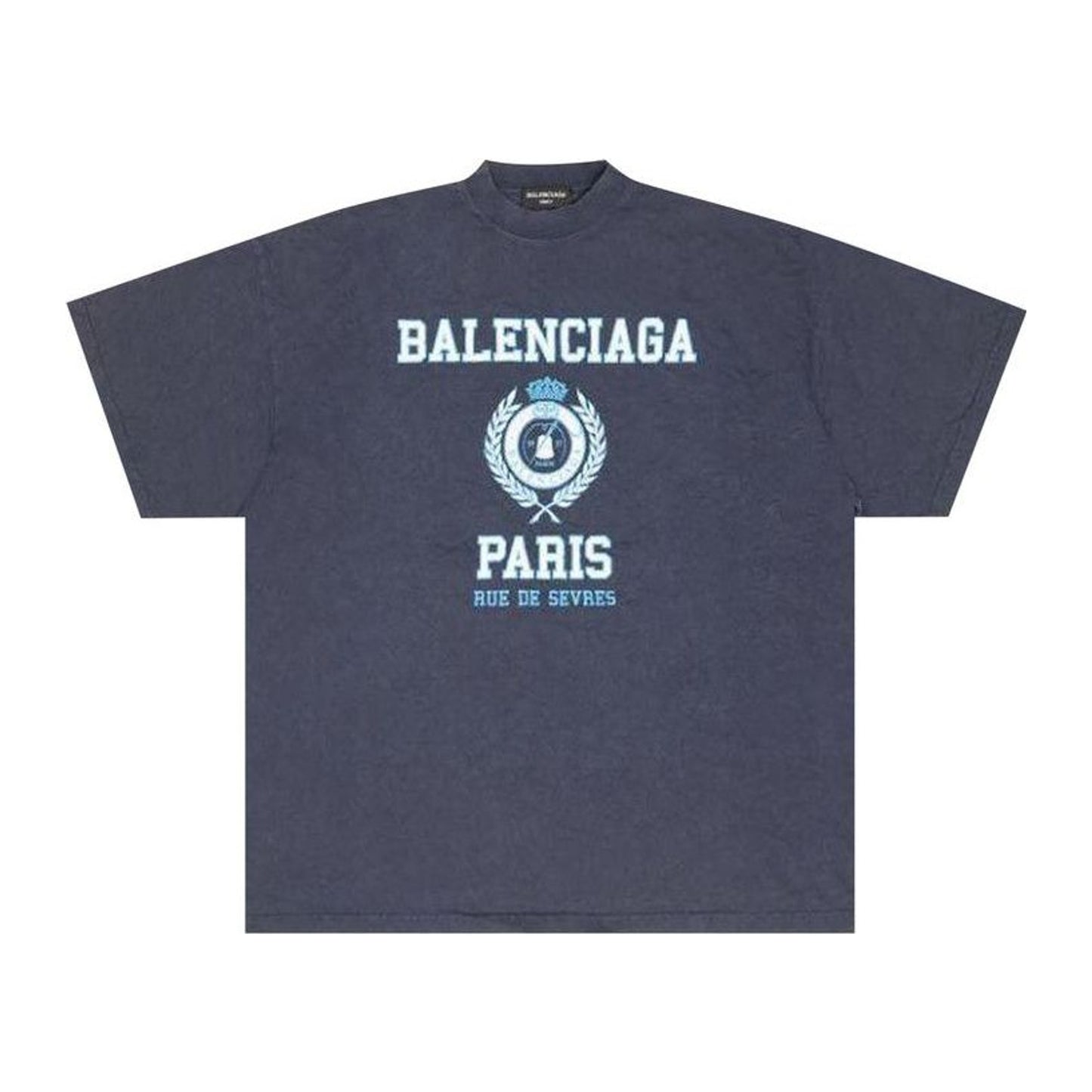 Balenciaga College Crest Oversized T-Shirt 'Navy'