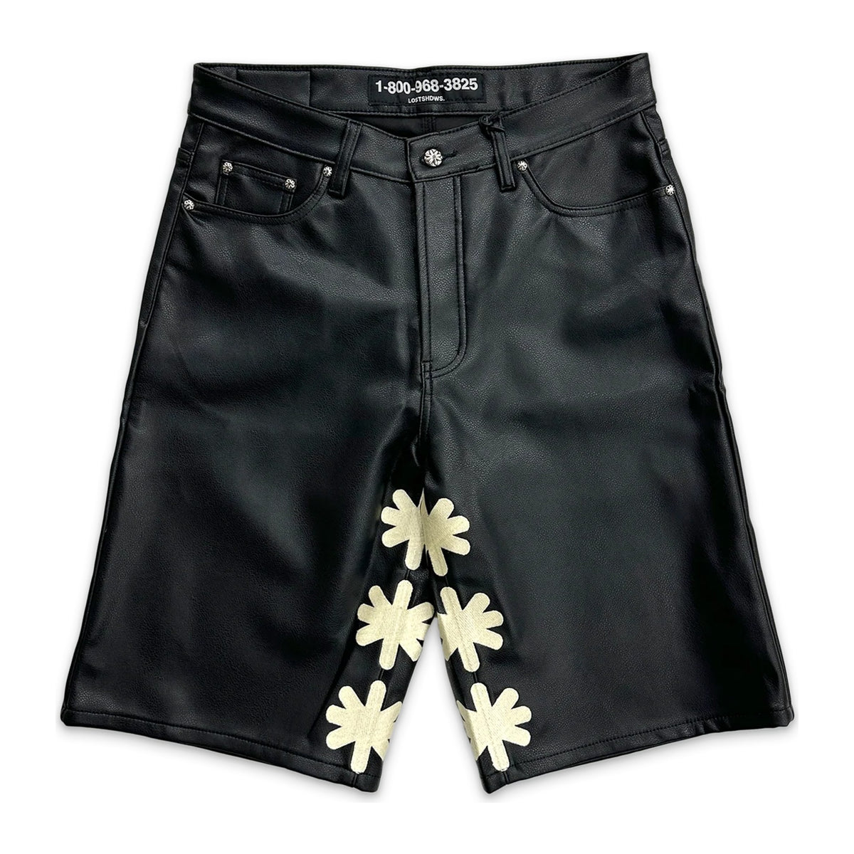Lost Shadows Leather Shorts "Black/Bone"