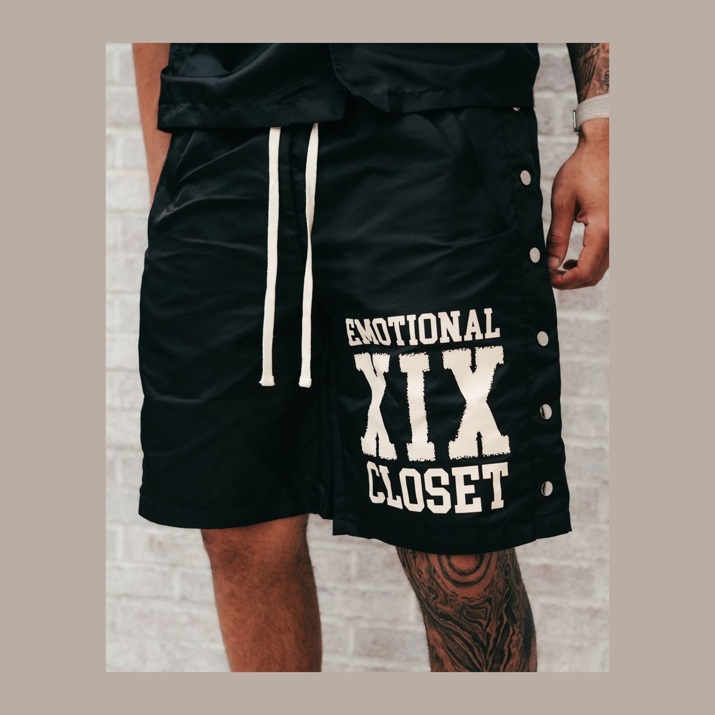 Mixed Emotion Black Backyard Nylon Shorts