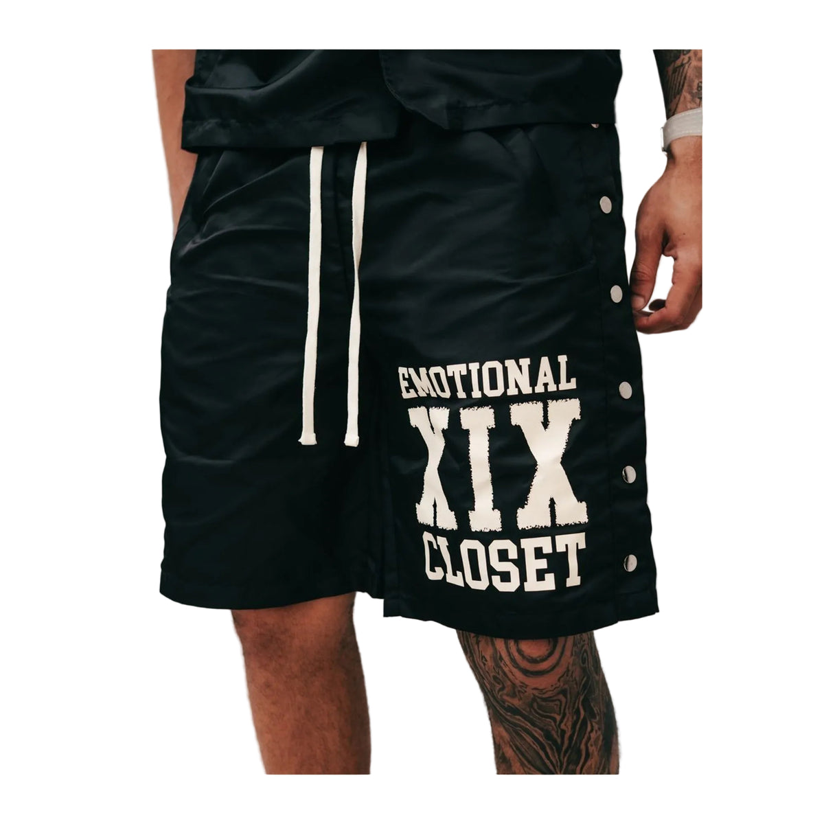 Mixed Emotion Black Backyard Nylon Shorts