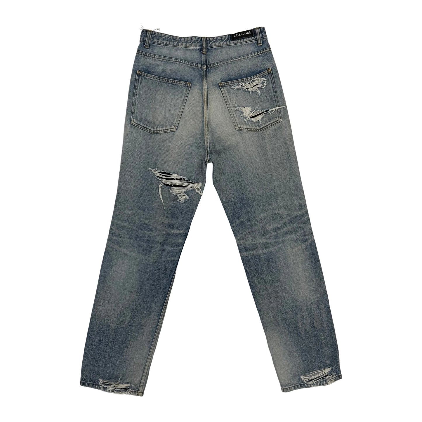 Balenciaga Distressed Straight-Leg Jeans ‘Blue’ (Pre-Owned)