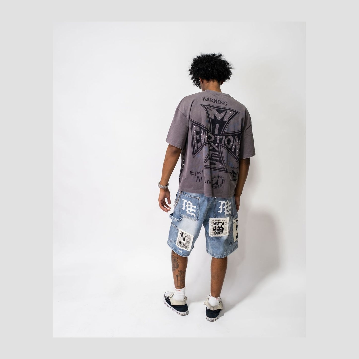 Mixed Emotion Blue AI Denim Shorts