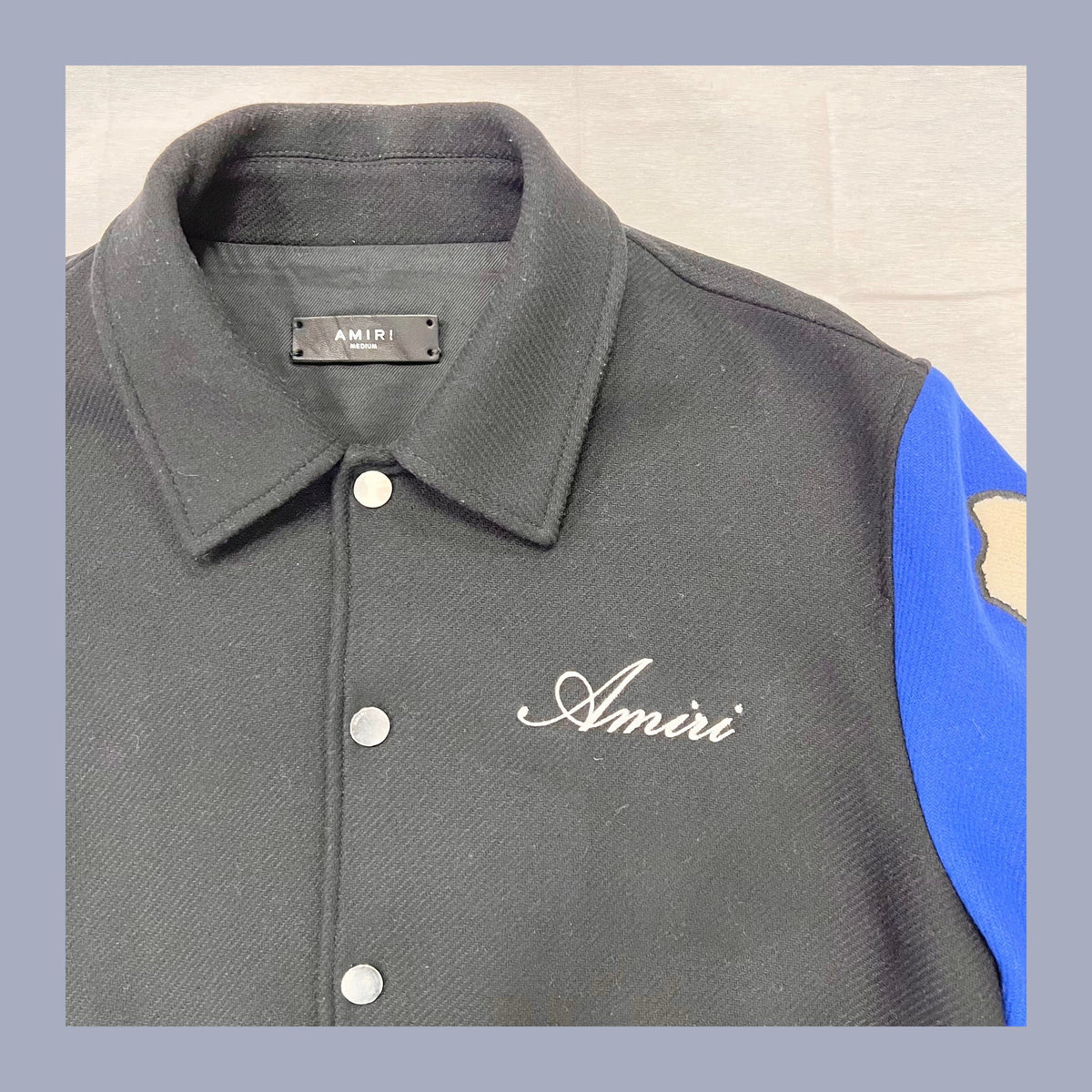 Amiri Bones Varsity Jacket 'Black/Blue' (Pre-Owned)