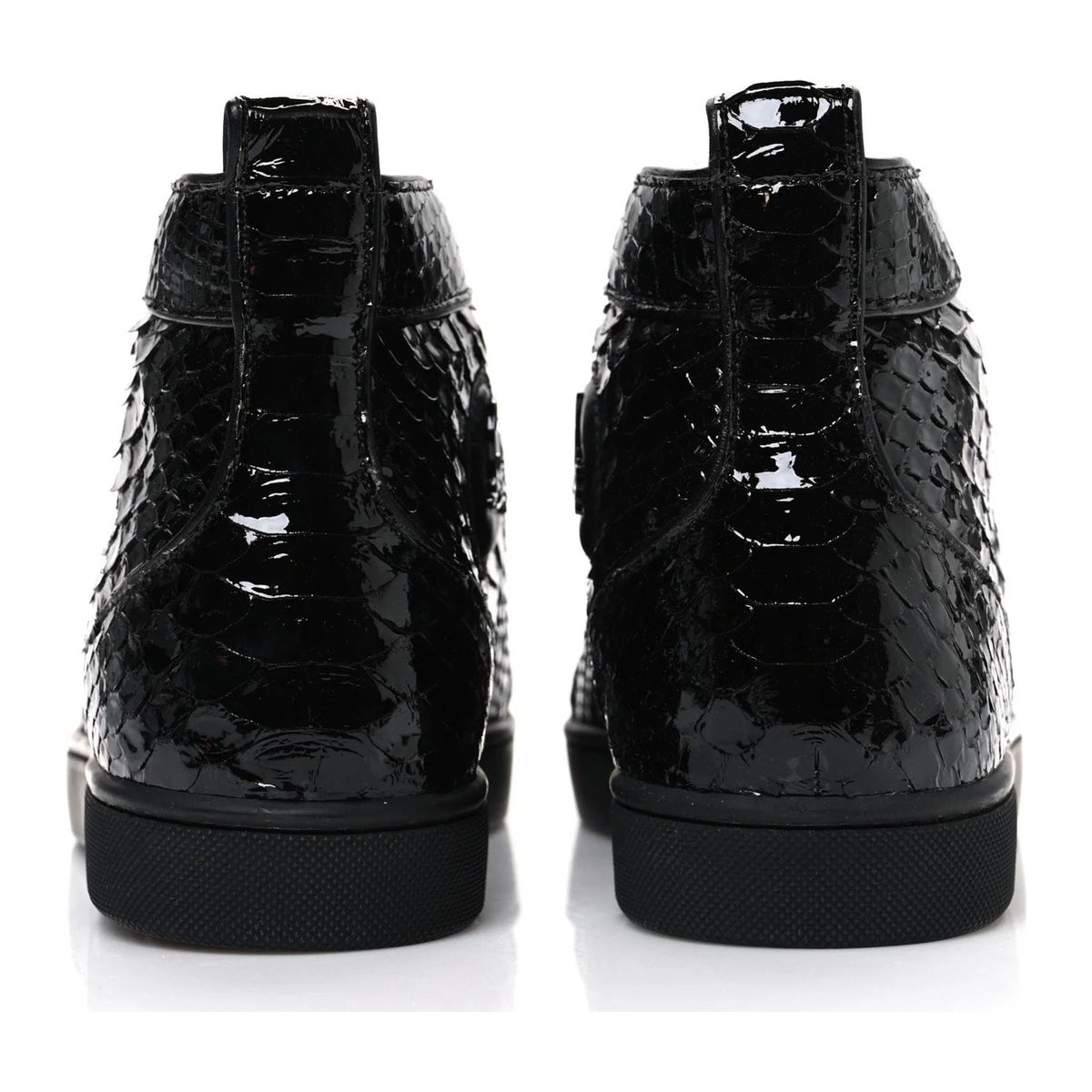 Christian Louboutin Patent Snakeskin Louis Flat Sneakers Black
