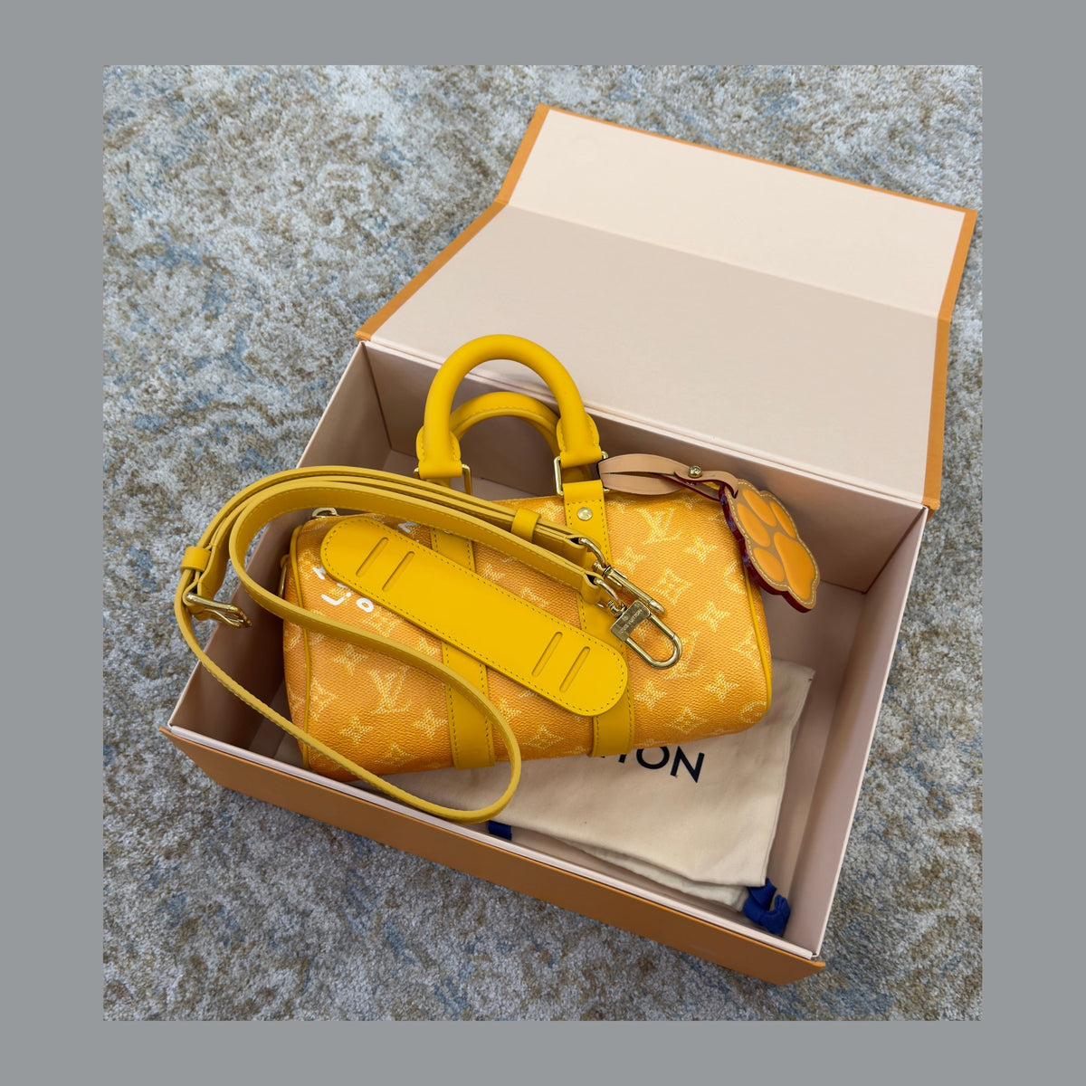 Louis Vuitton Keepall 25 Leather Crossbody Yellow Bag