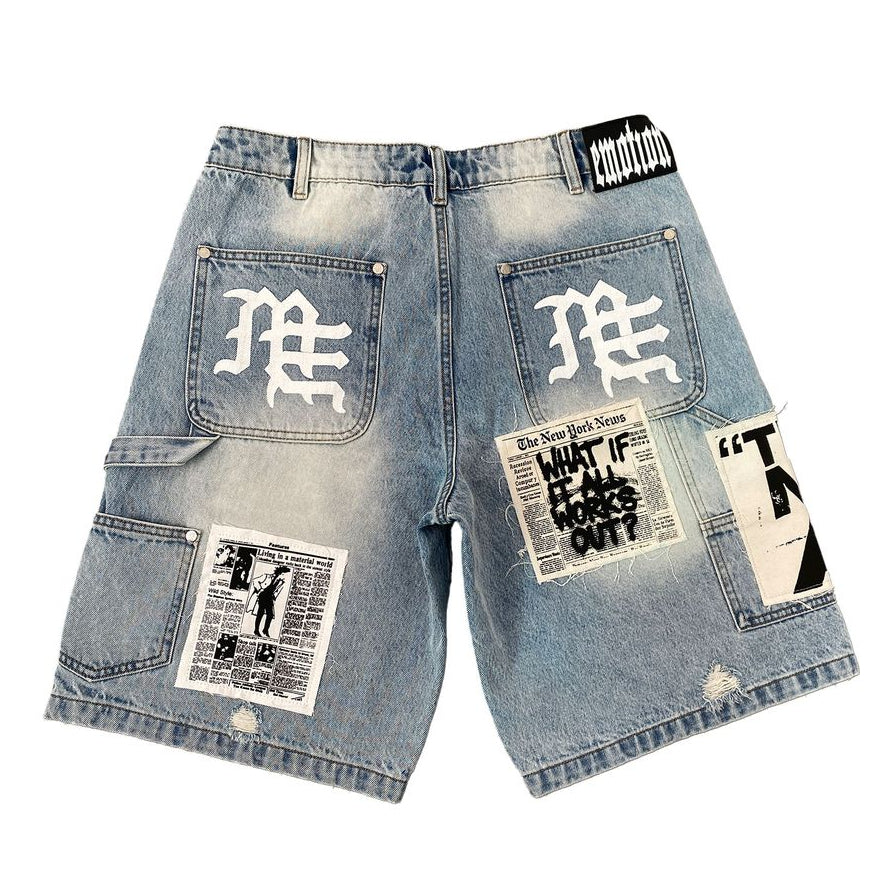 Mixed Emotion Blue AI Denim Shorts