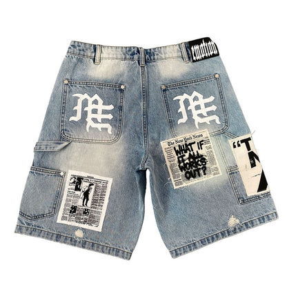Mixed Emotion Blue AI Denim Shorts