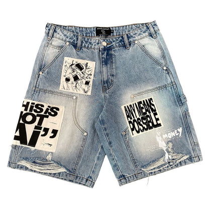 Mixed Emotion Blue AI Denim Shorts
