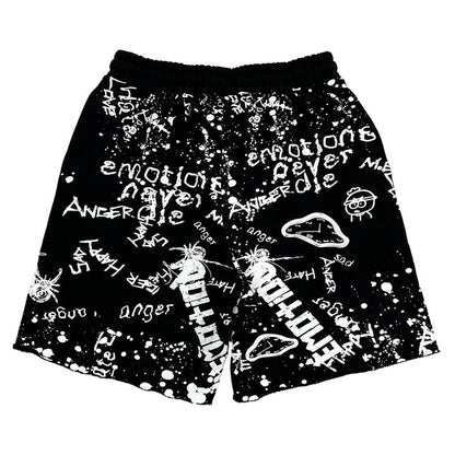 Mixed Emotion Black Graffiti Shorts