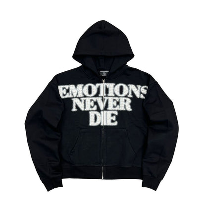 Mixed Emotion Black End Rhinestone Hoodie