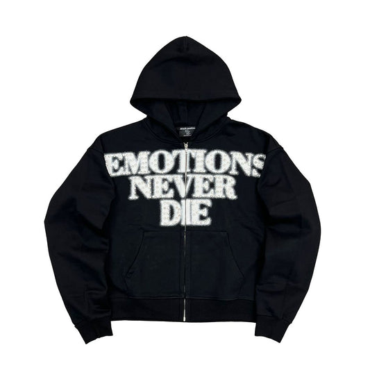 Mixed Emotion Black End Rhinestone Hoodie