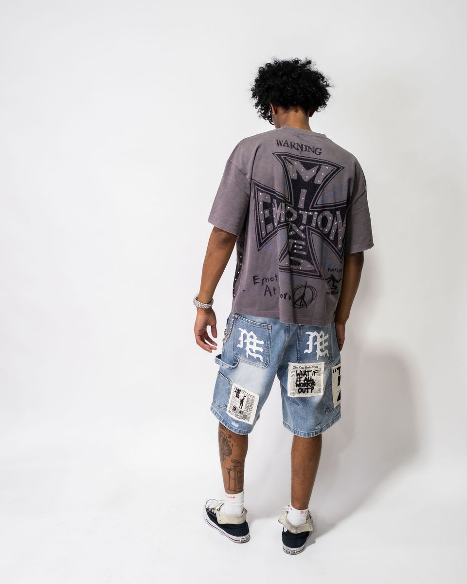 Mixed Emotion Blue AI Denim Shorts