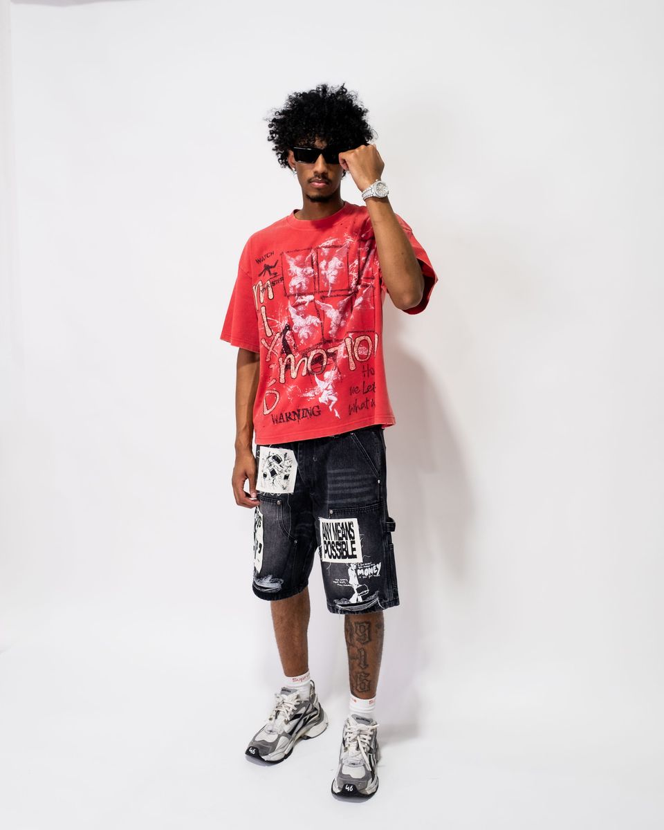 Mixed Emotion Black AI Denim Shorts