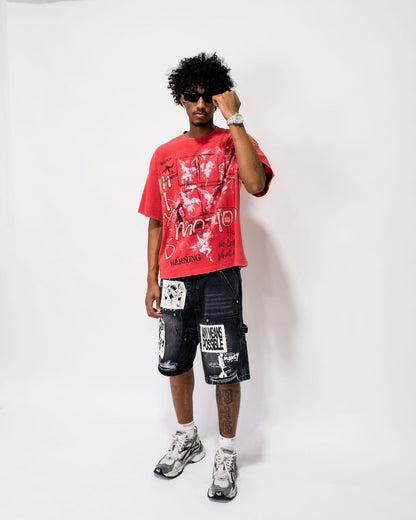 Mixed Emotion Black AI Denim Shorts