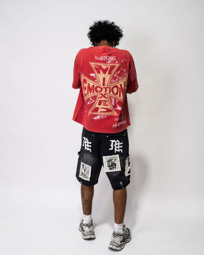 Mixed Emotion Black AI Denim Shorts