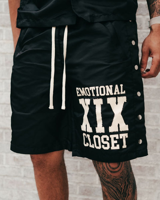 Mixed Emotion Black Backyard Nylon Shorts