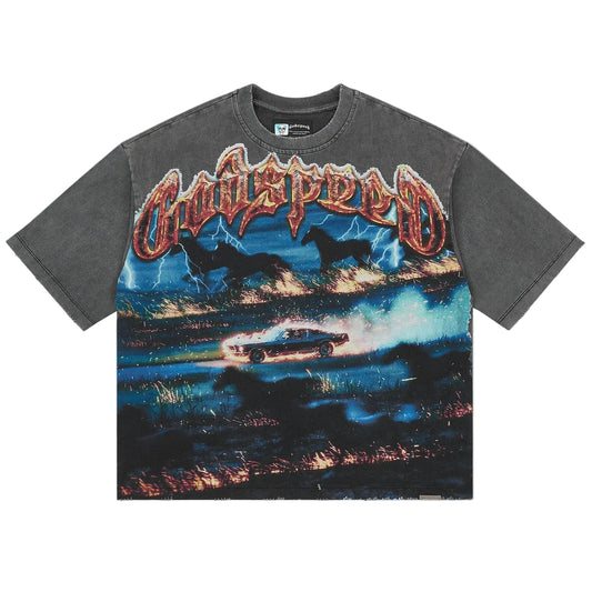 Godspeed Horsepower T-shirt 'Grey Wash'