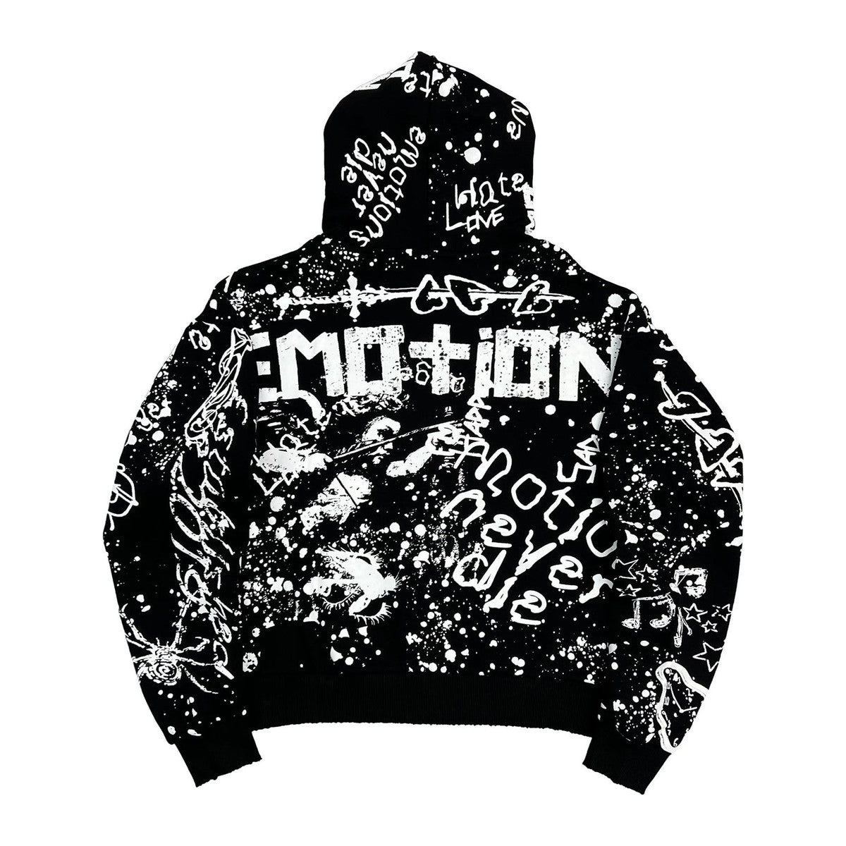 Mixed Emotion Black Graffiti Hoodie