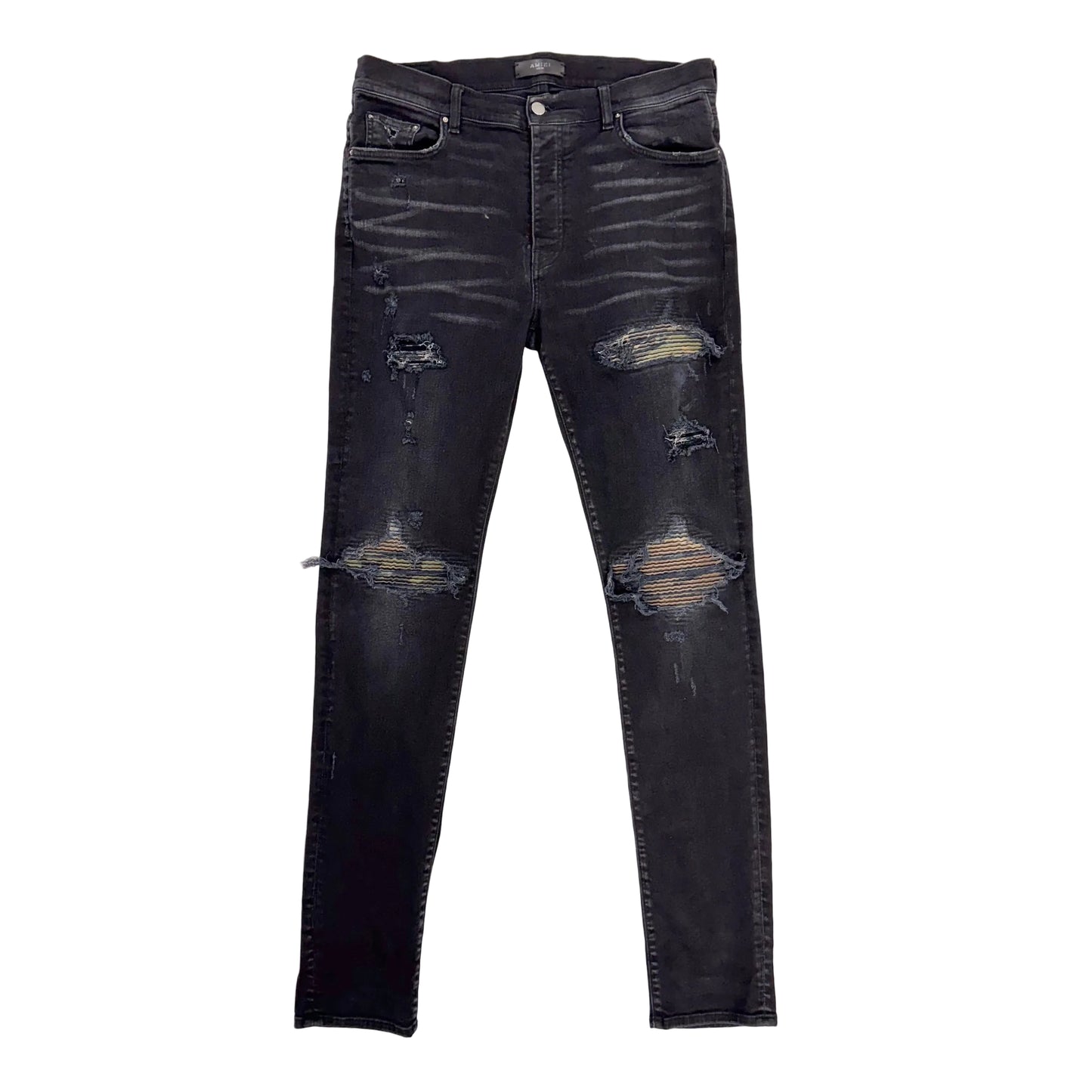 Amiri MX1 camo-patch Jeans ‘Black’ (Pre-Owned)
