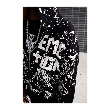 Mixed Emotion Black Graffiti Hoodie