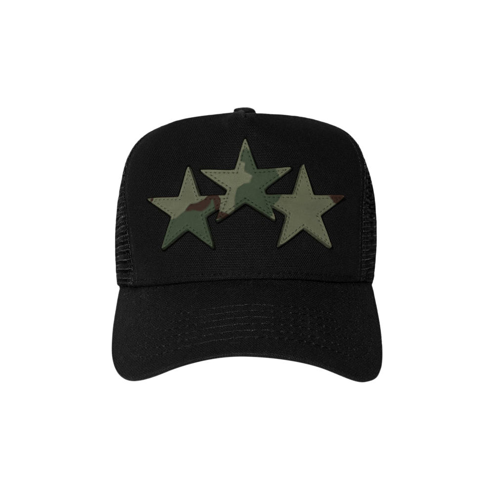 Amiri Three Star Trucker Hat 'Black/Camo'