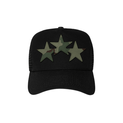 Amiri Three Star Trucker Hat 'Black/Camo'