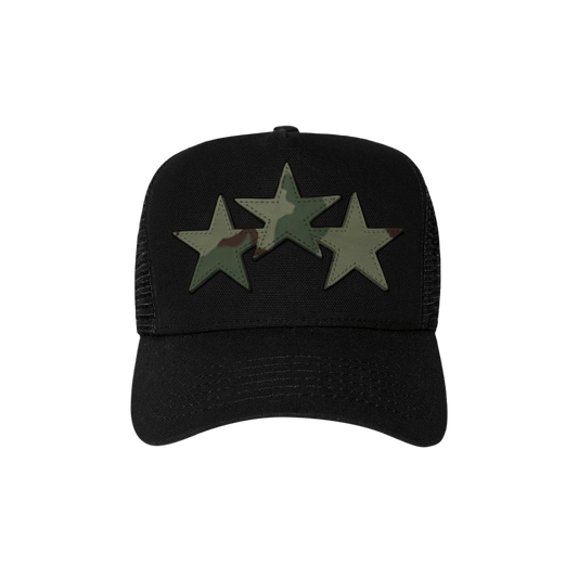 Amiri Three Star Trucker Hat 'Black/Camo'