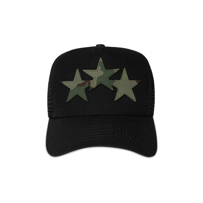Amiri Three Star Trucker Hat 'Black/Camo'