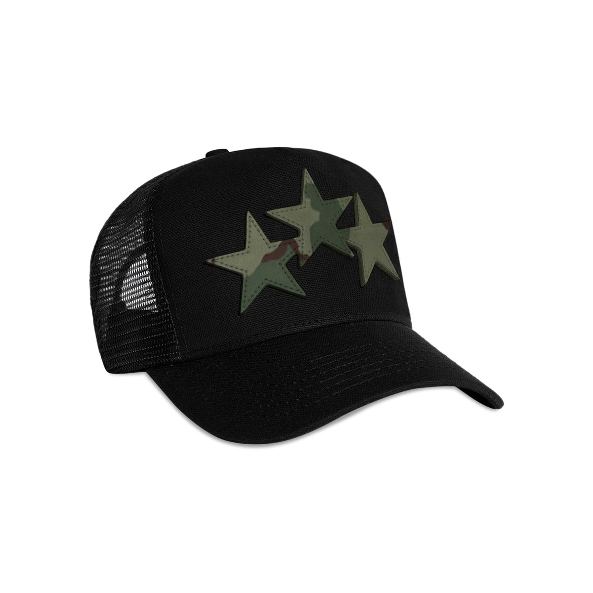 Amiri Three Star Trucker Hat 'Black/Camo'