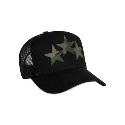 Amiri Three Star Trucker Hat 'Black/Camo'