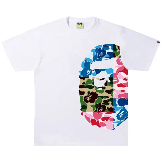 BAPE ABC Camo Crazy Side Big Ape Head Tee 'White'