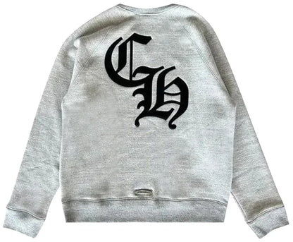 Chrome Hearts CH Logo Cross Leather Patch Grey Sweatshirt