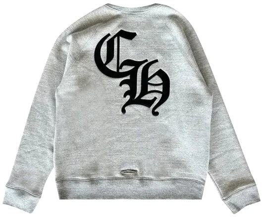 Chrome Hearts CH Logo Cross Leather Patch Grey Sweatshirt