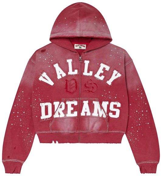 Vale Forever 'Classico' Ruby Red Zip Up Hoodie
