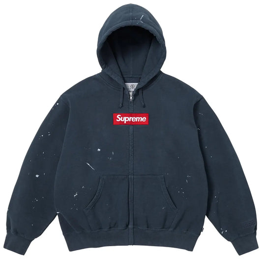 Supreme MM6 Maison Margiela Box Logo Zip Up Hoodie 'Navy'