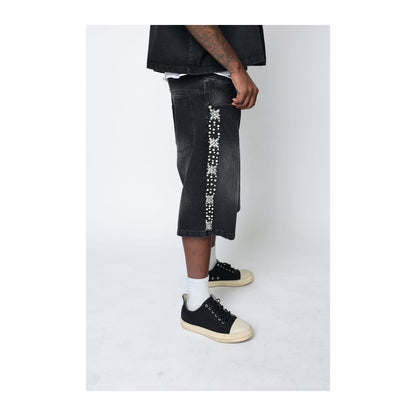 Fraternal Desires 'Concrete Pearl' Black Jeans Shorts