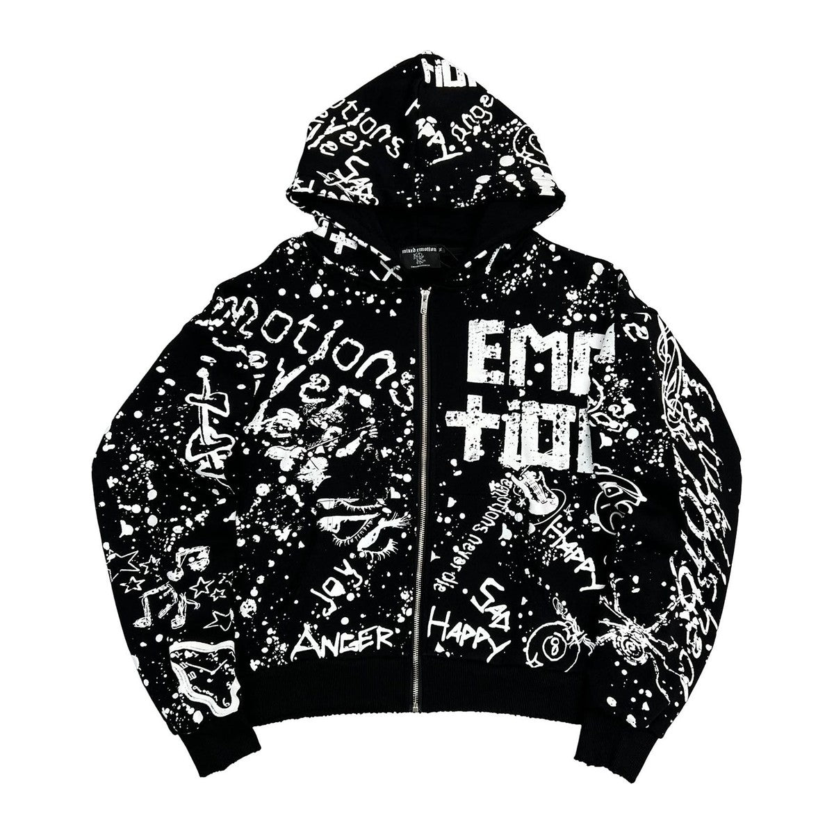 Mixed Emotion Black Graffiti Hoodie