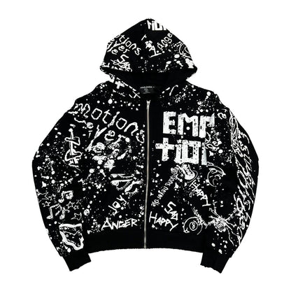 Mixed Emotion Black Graffiti Hoodie