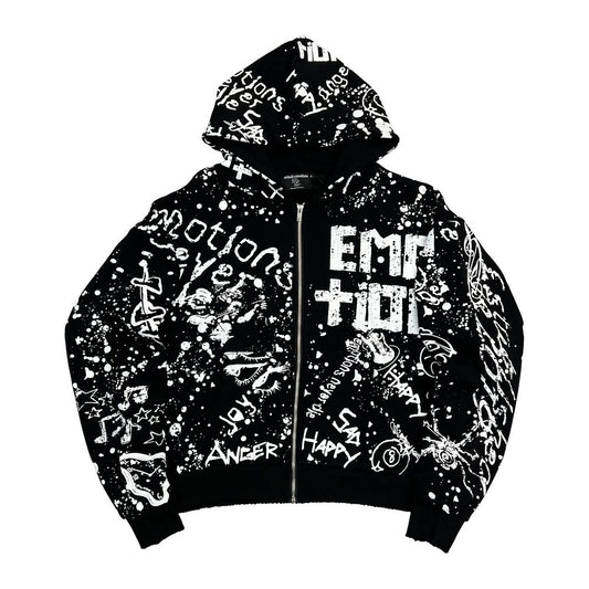 Mixed Emotion Black Graffiti Hoodie