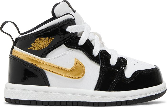 Jordan 1 MidPatent Black White Gold (TD)